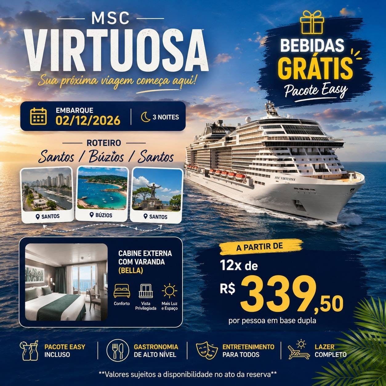 Oferta MSC Virtuosa de 2 de dezembro de 2026